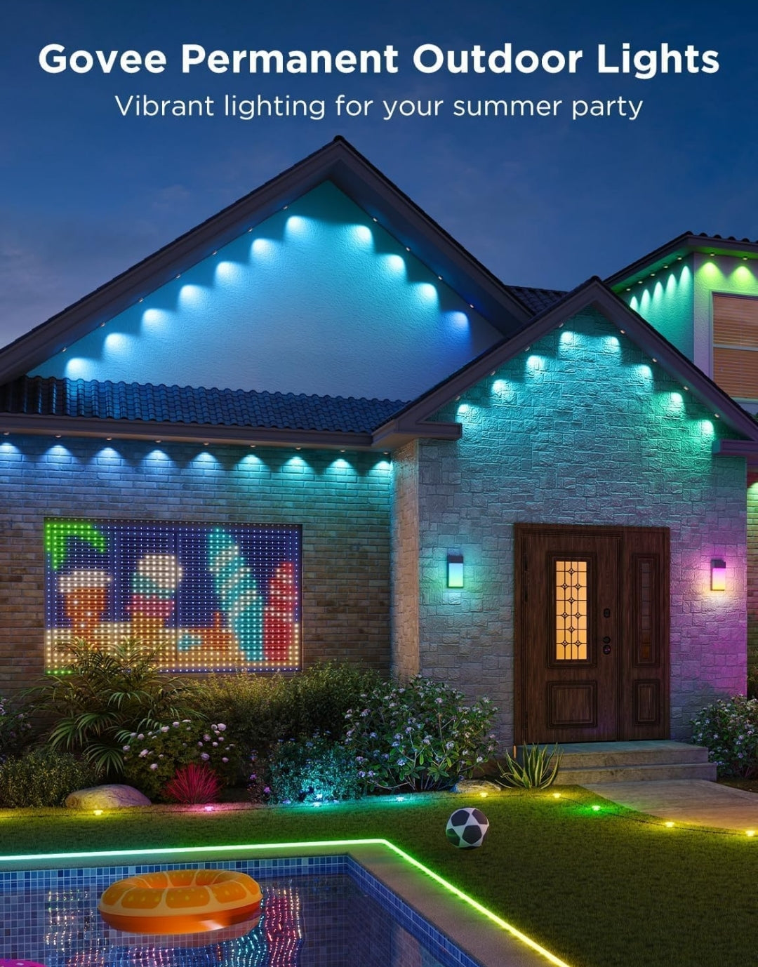 Permanent Outdoor Lights Pro, 200ft with 120 RGBIC LED Lights for Daily and Accent Lighting, 75 Scene Modes for Outdoor Decor, IP67 Waterproof, Works with Alexa, Google Assistant, Matter, Black
