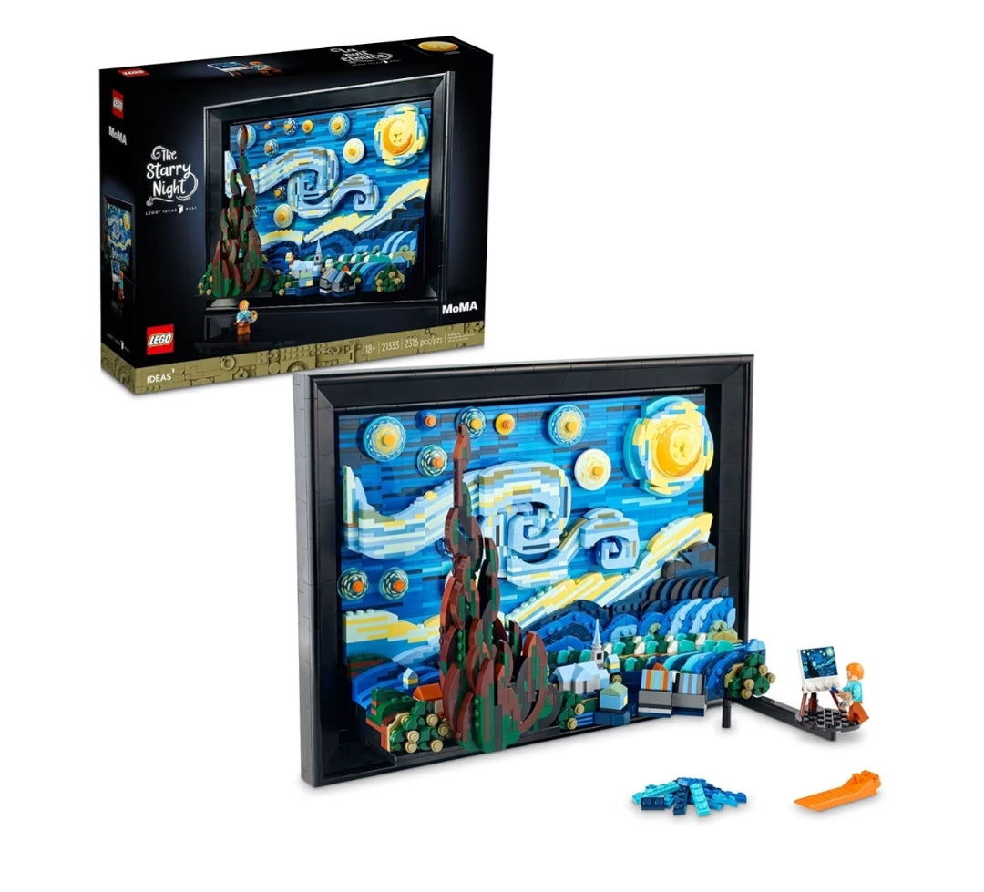 LEGO Ideas Vincent Van Gogh Die Sterrenag - Boustel vir Volwassenes, Ouderdom 18+ - Pragtig Gedetailleerde Muurkuns Dekor