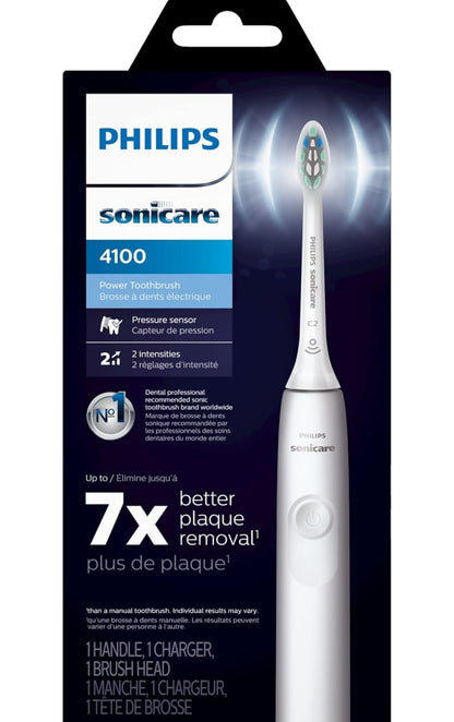 Philips Sonicare 4100 Herlaaibare Elektriese Tandeborsel, met Druksensor, 2 Intensiteitinstellings- Wit (Model HX3681/23)