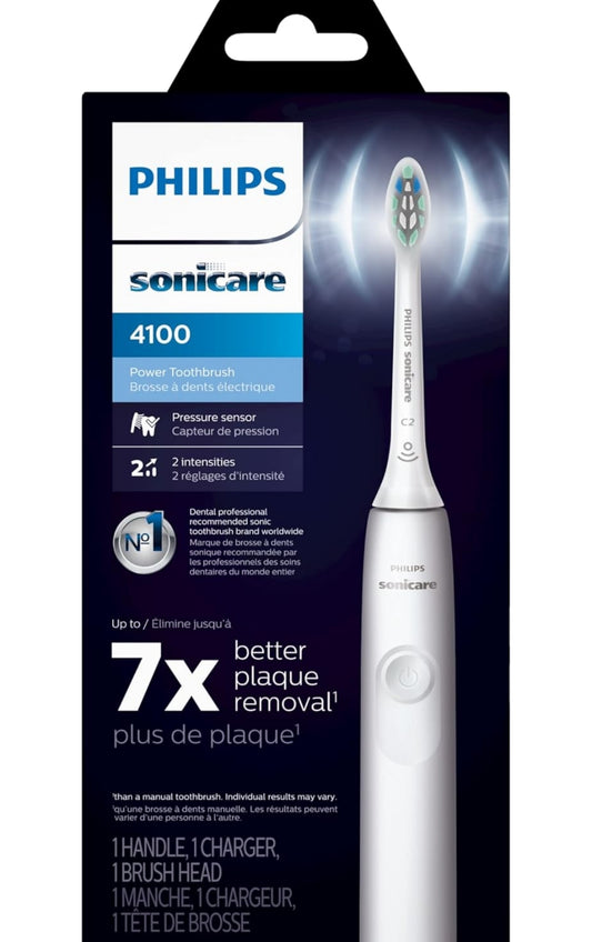 Philips Sonicare 4100 Herlaaibare Elektriese Tandeborsel, met Druksensor, 2 Intensiteitinstellings- Wit (Model HX3681/23)