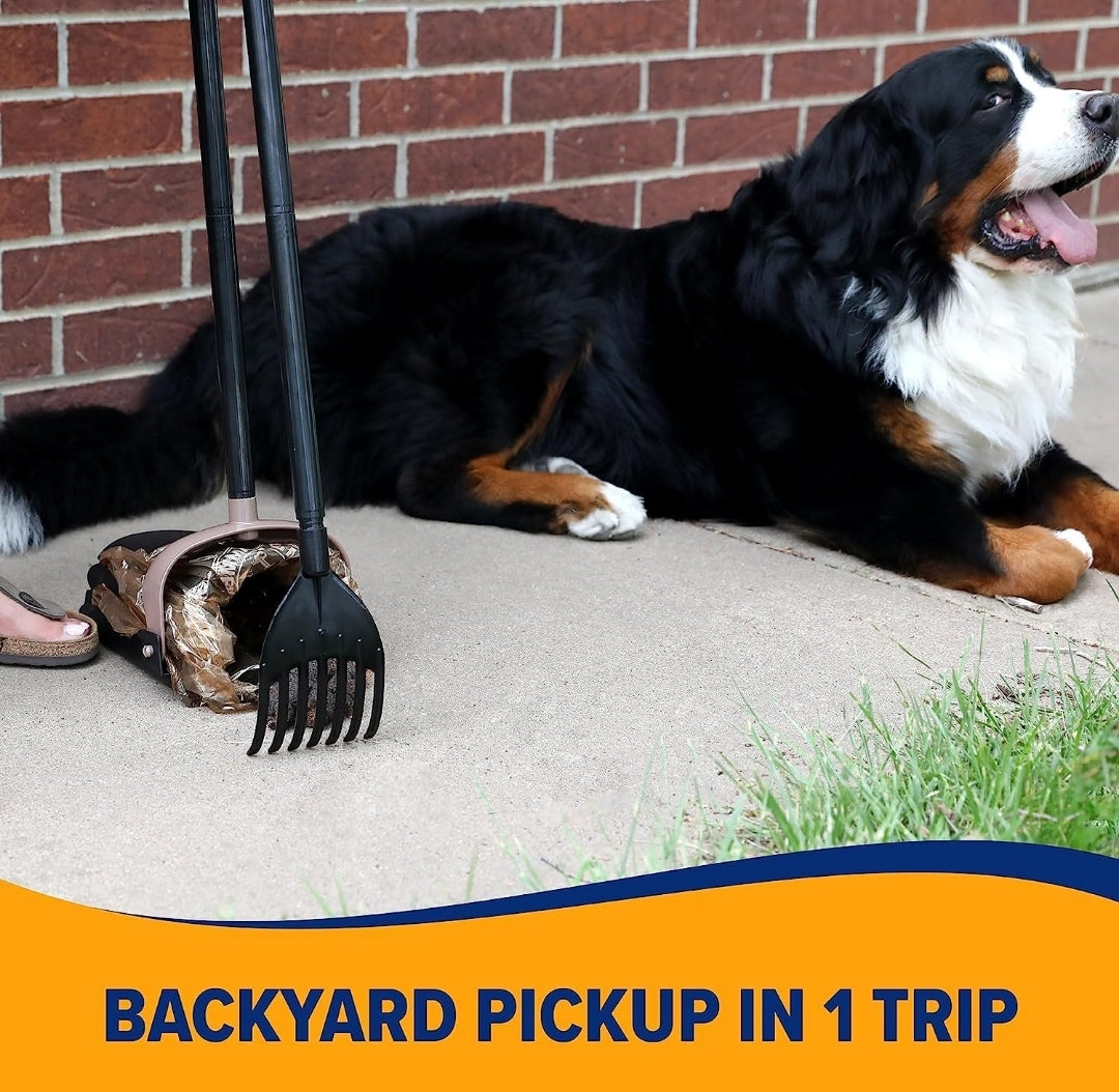 Arm & Hammer Dog Pooper Scooper Swivel Bin & Rake - Black (2 Heavy Duty Scented Waste Bags Included)