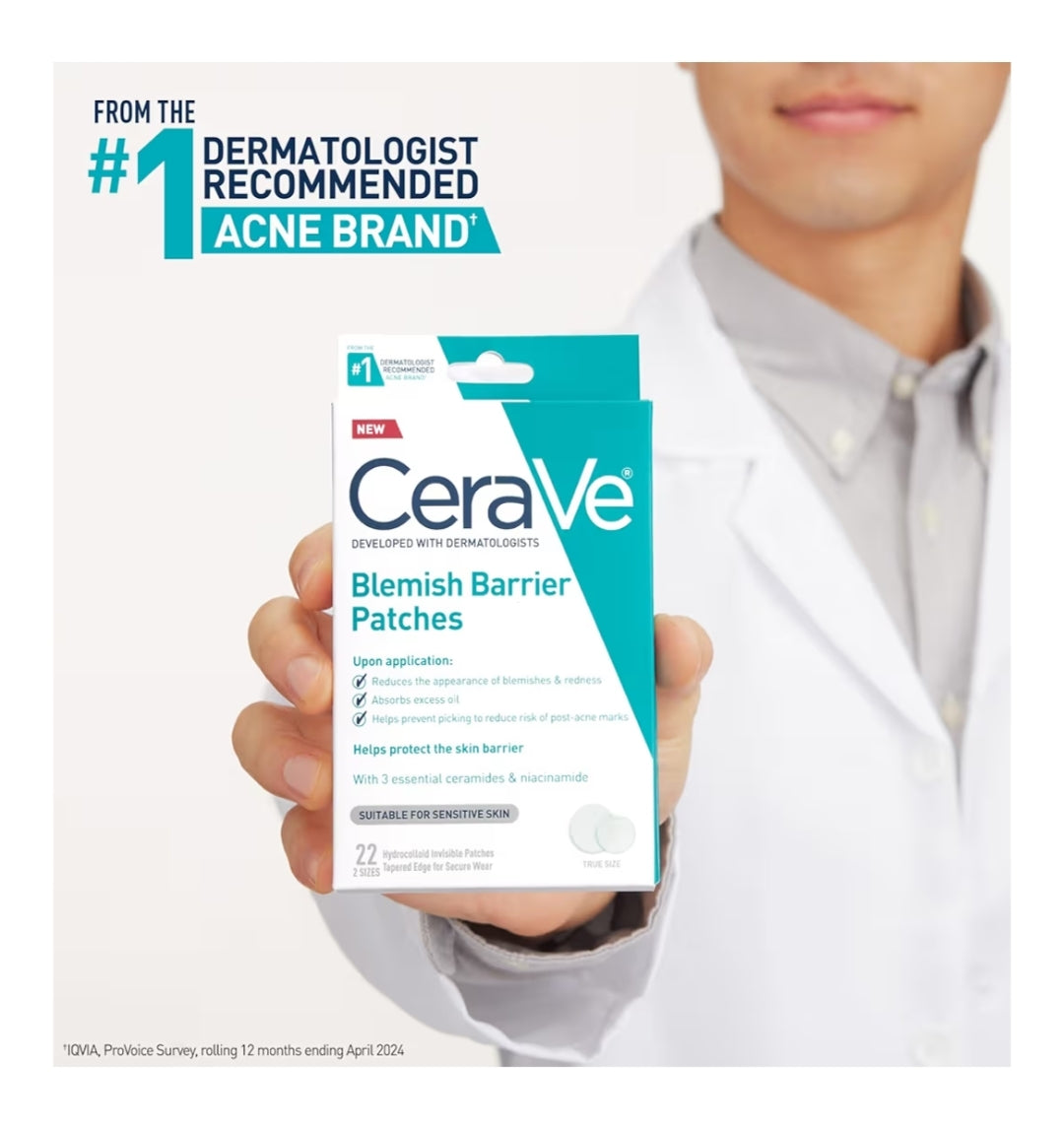 CeraVe Hidrokolloïed Vlekkolletjies, Olie-absorberende Kolbeheer met Seramiede en Niasienamied - Alle Velkleure (22st)