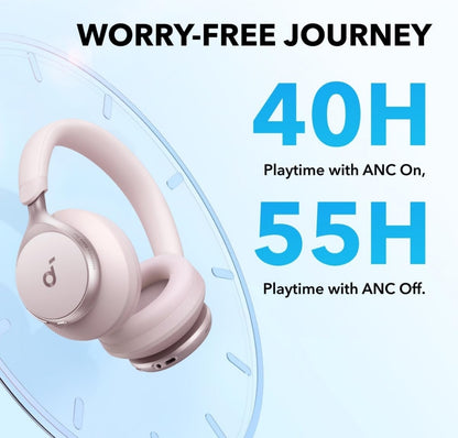 Soundcore by Anker, Space One, Active Noise Cancelling Headphones, 2X Stronger Voice Reduction, 40H ANC Playtime, App Control, LDAC Hi-Res Wireless Audio, Comfortable Fit, Clear Calls, Bluetooth 5.3