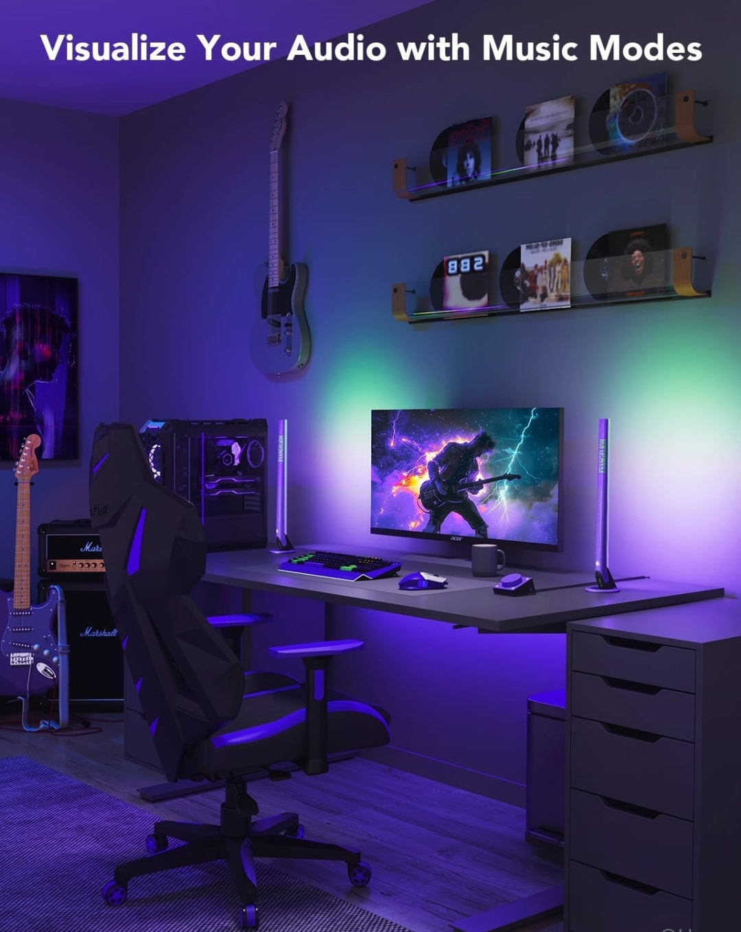 Govee x Evangelion RGBIC Gaming Light Bars H6047 with Smart Controller, Wi-Fi Smart LED Gaming Lights with Music Modes, 62 Scene Modes Built, Work with Alexa & Google Assistant, Game Room Light Decor