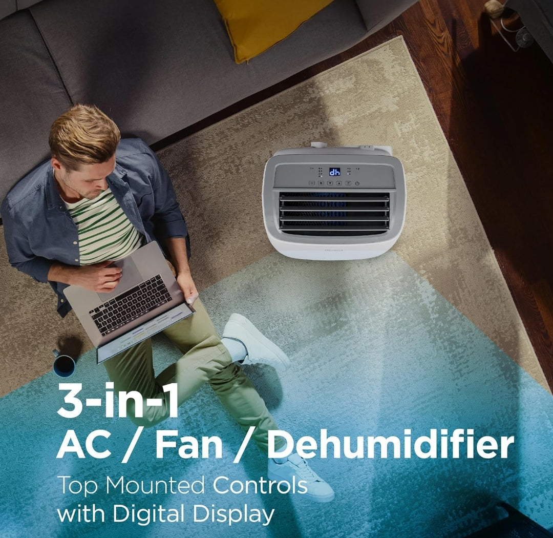 BLACK+DECKER 8,000 BTU Portable Air Conditioner for Rooms up to 350 Sq. with Remote Control, White