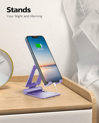 Dubbele Opvoubare Ten volle Verstelbare Opvoubare Foonstaander-dok versoenbaar met iPhone 11-17 Pro Max Xs Xr X 8, Nintendo Switch, Alle Fone - (Pers)
