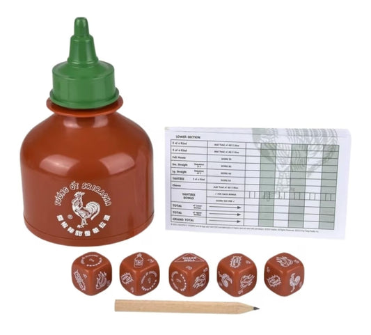 YAHTZEE: Sriracha Collectible Sriracha Bottle Dice Cup - Classic Dice Game Based on The Popular Hot Sauce Sriracha
