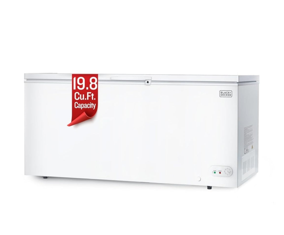 BLACK+DECKER 19.8 Kub. Vt. Kisvrieskas, Diepvrieskas met Topopening, Vrieskas met 4 Verwyderbare Bergingsmandjies, Meganiese Temperatuurbeheer, Handmatige Ontdooi, R600a Koelmiddel, BCF1980E, Wit