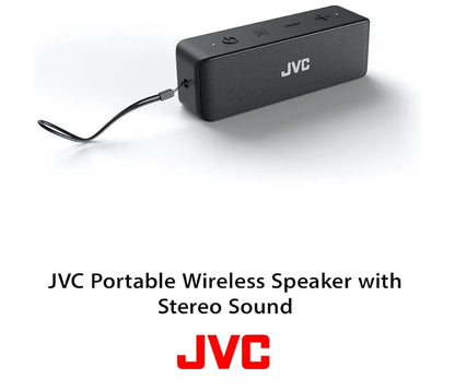 JVC Draagbare Draadlose Luidspreker met Stereoklank, Bluetooth 5.0, TWS Stereo Funksie, Waterdig IPX7, tot 22-Uur Batterylewe - SPSQ4BT, Swart