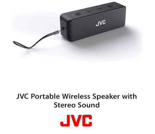 JVC Draagbare Draadlose Luidspreker met Stereoklank, Bluetooth 5.0, TWS Stereo Funksie, Waterdig IPX7, tot 22-Uur Batterylewe - SPSQ4BT, Swart
