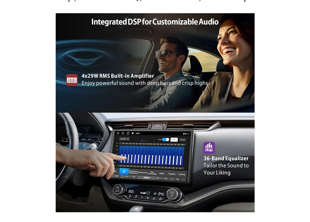10.1" QLED Single Din & Double Din Adaptive Android Car Stereo, 4G+32G, Wireless CarPlay & Android Auto, 4 Internet Options, Dual Bluetooth, 36-Band EQ, HDMI Input