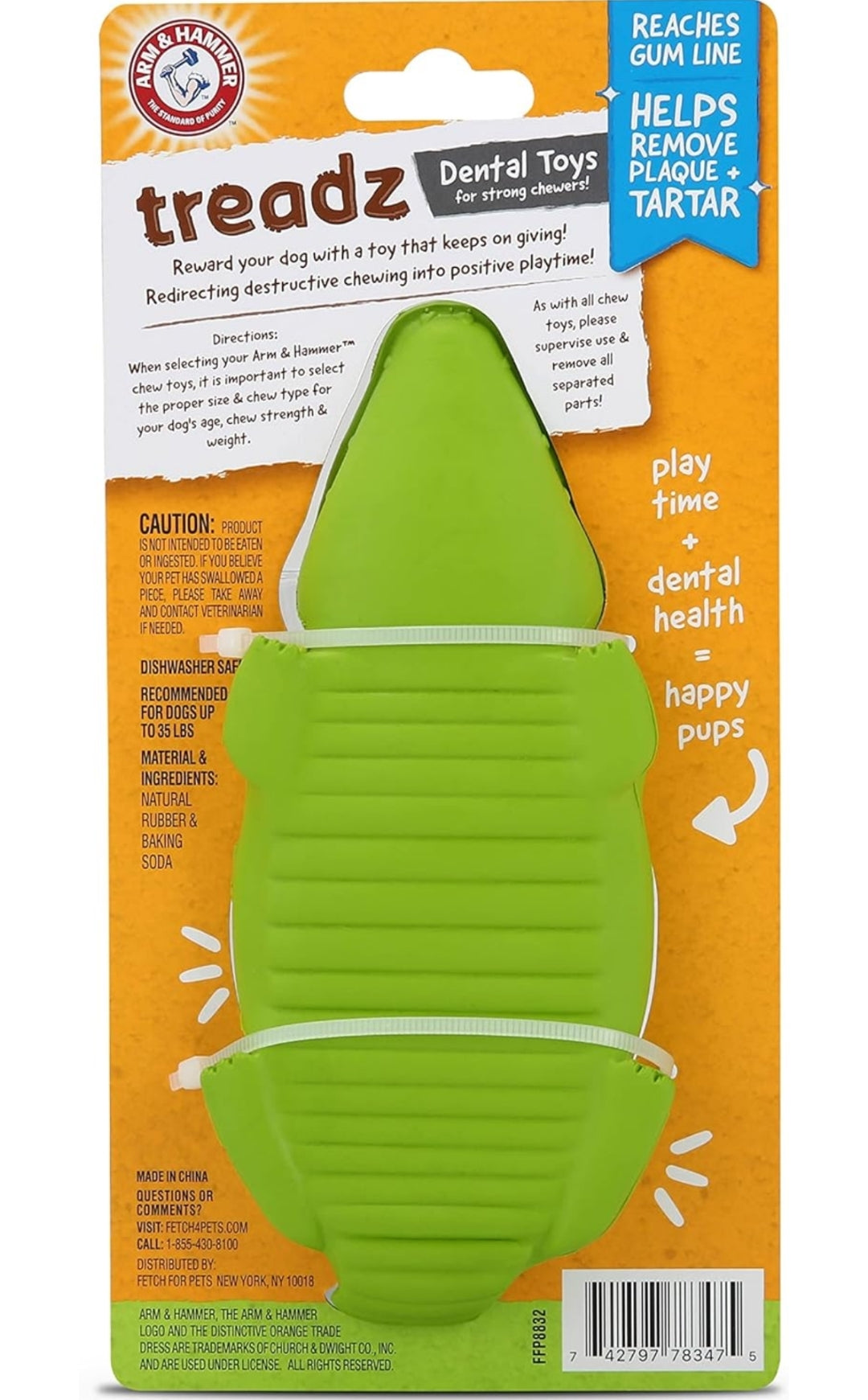 Arm & Hammer for Pets Super Treadz Gator Toy - Best Chew Toys Reduce Plaque & Tartar Buildup Without Brushing