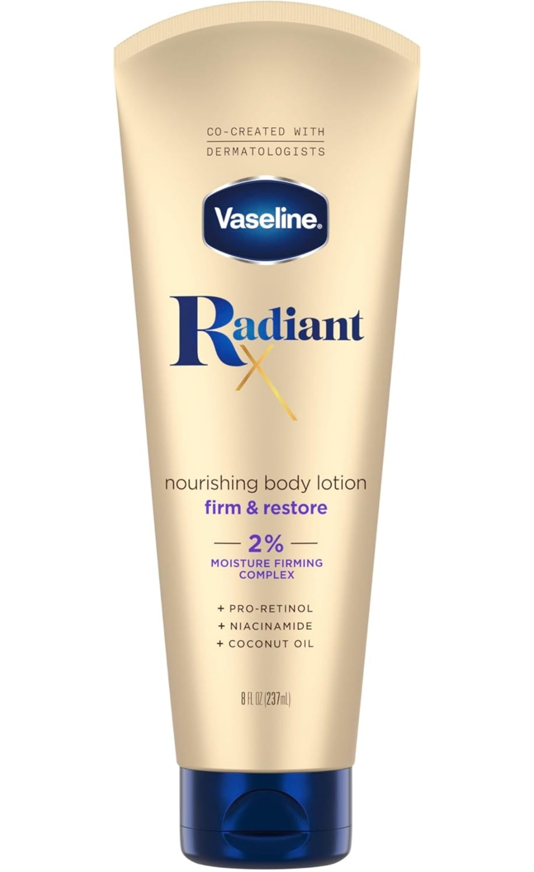 Vaseline Radiant X Firm & Restore with Pro-Retinol, Niacinamide & Coconut Oil, Nourishing Body Lotion 8 oz
