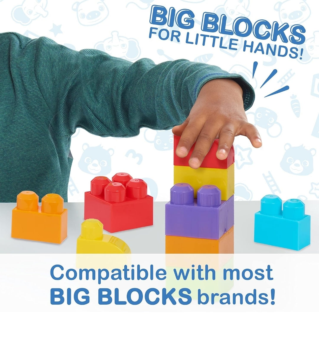 CoComelon Stacking Train, 40 Piece Large Building Block Set, 2 Figures, Colors, Numbers, Officially Licensed Kids Toys for Ages 18 Month by Just Play