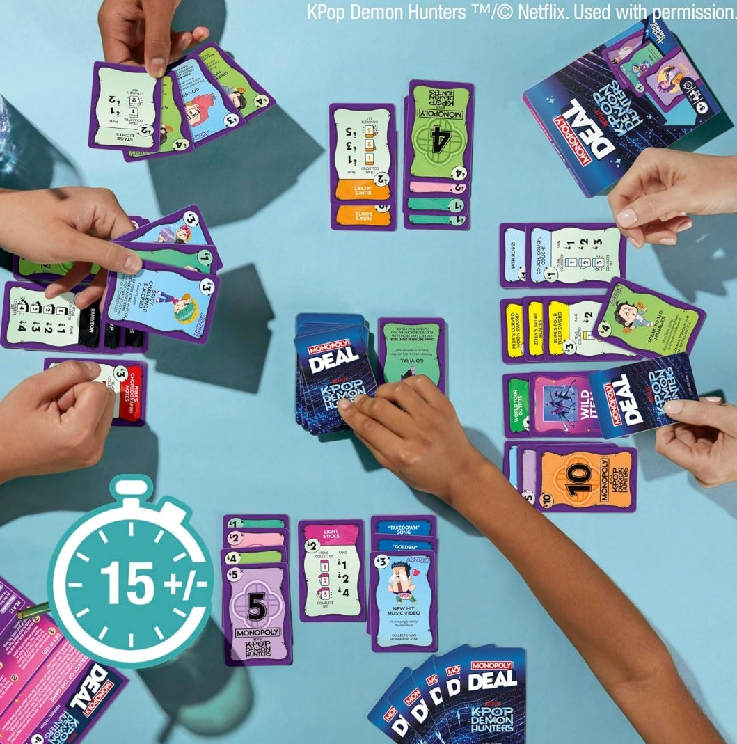 Monopoly Deal: Kpop Demon Hunters Card Game - Family Games (Kids, Tweens, Teens, and Adults - 2-5 Players - Ages 8+)