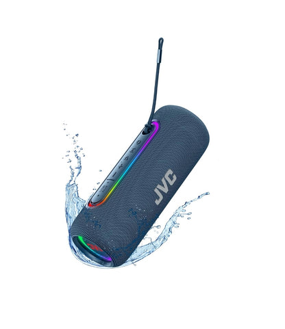 JVC Verligte Draagbare Koordlose Luidspreker met 20W maksimum uitsette, Dinamiese Klank, Bluetooth 5.0, TWS-vermoë, USB-C, IPX5, AUX-ingang, tot 5-uur batterylewe - SPPA5BTA (Blou)