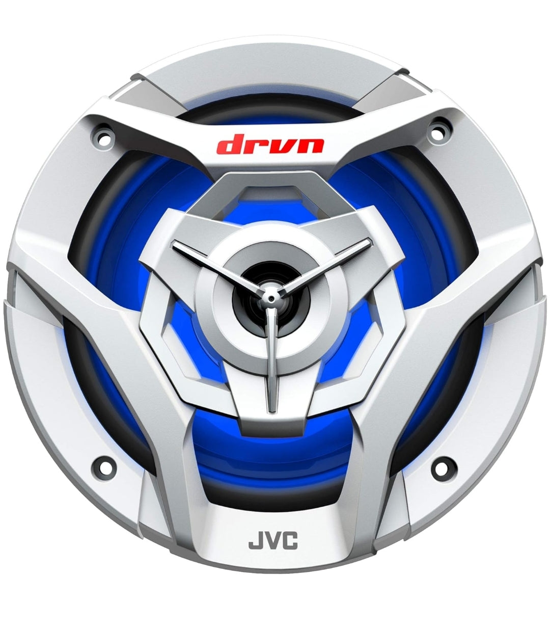JVC CS-DR620MBL 6.5 Duim Motor & Mariene, Motorsport, Klankstelsel Stereo 2-rigting Luidsprekers met Koel Ingeboude RGB LED-ligte, Weerbestand IPX5, 260 Watt, UV-beskermde Roosters Ingesluit – Swart