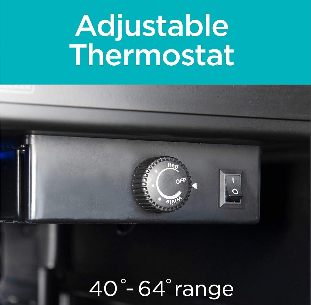 BLACK+DECKER 26 Bottel Wynyskas met Binnebeligting en Meganiese Temperatuurbeheer, Kompressorkoeling Wynverkoeler Yskas met 4 Wynrakke en 1 Plat Rak, Wynbottelkoeler