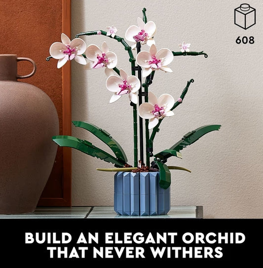 LEGO Botanicals Orgidee - Kunsmatige, Nagemaakte Binneshuise Blomme Boustel vir Huis, Kombuis, Lessenaardekorasie