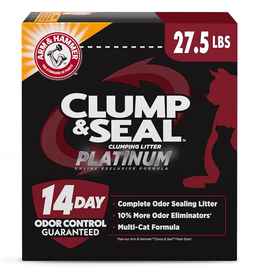 ARM & HAMMER Clump & Seal Platinum Clumping Cat Litter 14-Day Odor Control (27.5 Lbs)