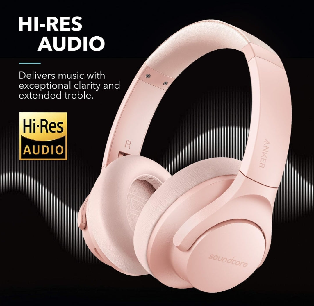 Soundcore Anker Life Q20 Hybrid Active Noise Cancelling Headphones, Wireless Over Ear Bluetooth Headphones, 70H Playtime, Hi-Res Audio, Deep Bass, Memory Foam Ear Cups, Travel, Office, USB-C Charging