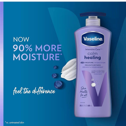 Vaseline Intensive Care Calm Healing Body Lotion 4 Count for Dry Skin Lotion Made with Ultra-Hydrating Lipids and Lavender Extract to Heal and Restore Dry Skin 20.3 Oz