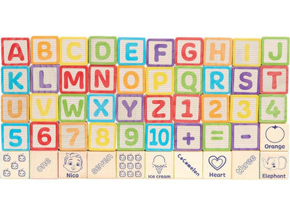 CoComelon 51-Piece Classic ABC Wooden Block Set, Preschool Building Toys, Learning and Education, Officially Licensed Kids Toys for Ages 18 Month, Amazon Exclusive