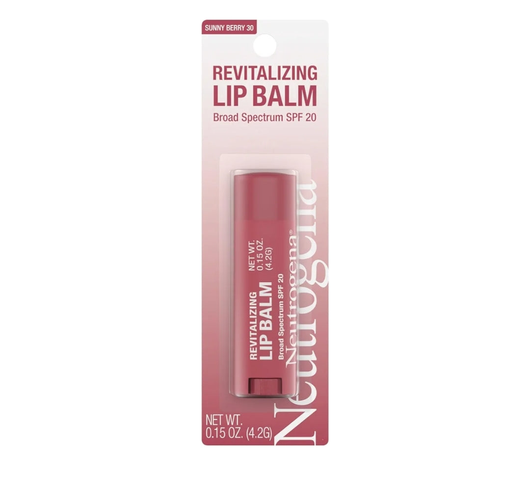 Neutrogena Revitalizing Tinted Lip Balm Broad Spectrum SPF 20 Moisturizing Lip Balm with a Sheer Tint for Softer Sheer Sunny Berry 30, (.15 oz)