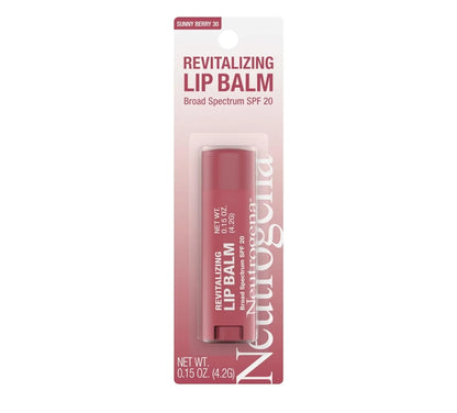 Neutrogena Revitalizing Tinted Lip Balm Broad Spectrum SPF 20 Bevogtigende Lipbalsem met ’n Ligte Tint vir Sagter deurskynende Sunny Berry 30, (.15 oz)