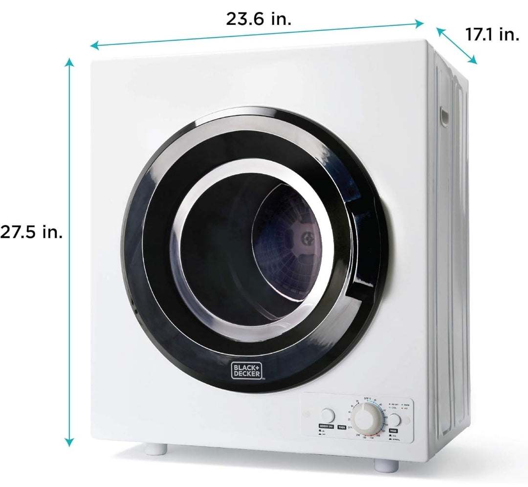BLACK+DECKER BCED26 Kompakte Droër vir Standaard Muurprop, Klein, 5 Modes, Laaivolume 4 kg, Wit