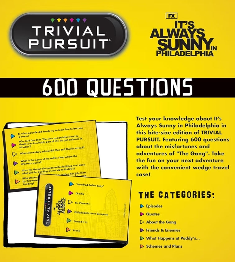 Trivial Pursuit It's Always Sunny in Philadelphia (Quickplay Edition) Trivia Game Questions - 600 Questions