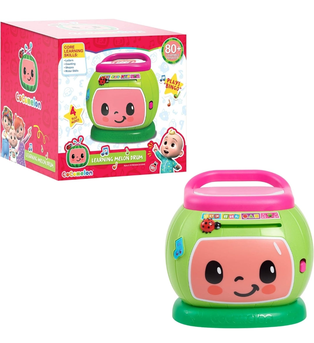 Cocomelon Learning Melon Drum Interactive Lights and Sounds, Learning and Education, Officially Licensed Kids Toys for Ages 18 Month by Just Play