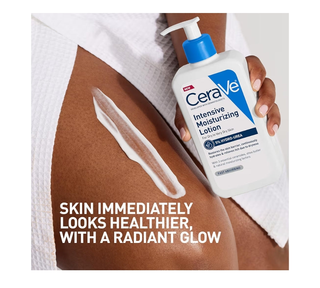 CeraVe Intensive Hidrerende Lotion, Hidro-Ureum + Karitébotter, Liggaamsroom Vir Droë Vel, Verlig Tekens Van Ekstra Droë Vel - 8oz