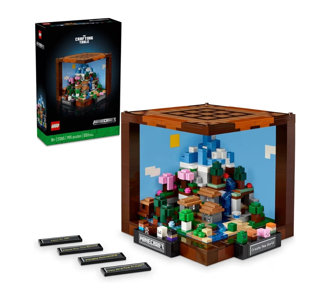 LEGO Minecraft Die Maaktafel, Versamelbare Videospeletjie Boustel met Minecraft Figure, Skare en Biome - 21265
