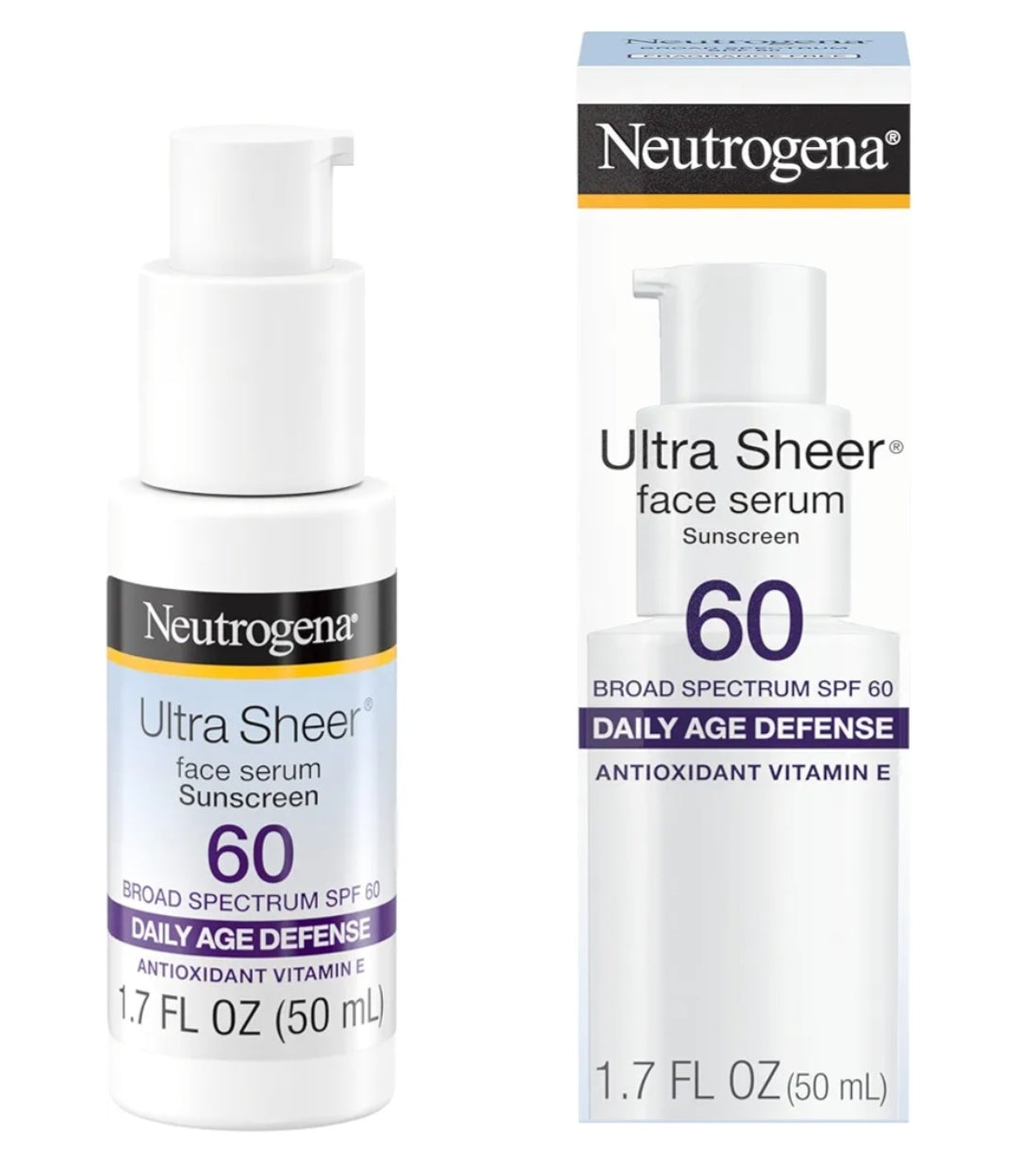 Neutrogena Ultra Sheer Gesigsonbrandroom met Vitamien E & SPF 60 UVA/UVB-beskerming, Reukloos, Oksibensoonvry - 1.7 Vloeibare Ons