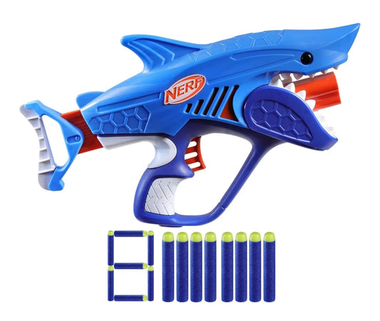 NERF Junior Wild Sharkfire, Easy Play Dart Blaster, 8 Elite Darts - Outdoor Toys