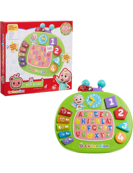 Just Play CoComelon Learning Melon Busy Board, Meer as 45 frases, Voorskoolse Leer en Opvoeding, Kinderspeelgoed vir Ouderdomme 18 Maande, Amazon Eksklusief