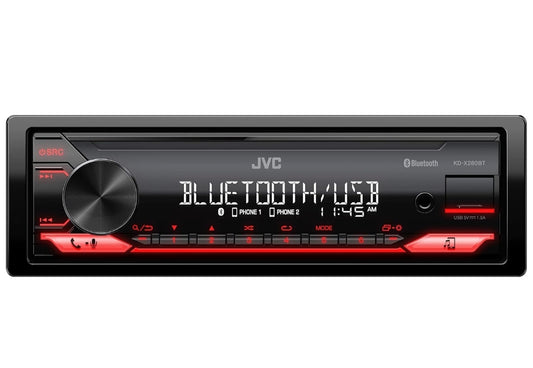 JVC KD-X280BT Bluetooth-motorstereo met USB-poort – AM/FM-radio, MP3-speler, hoëkontras-LCD, 50 Watt, afneembare voorpaneel – Enkel DIN – 13-band EQ