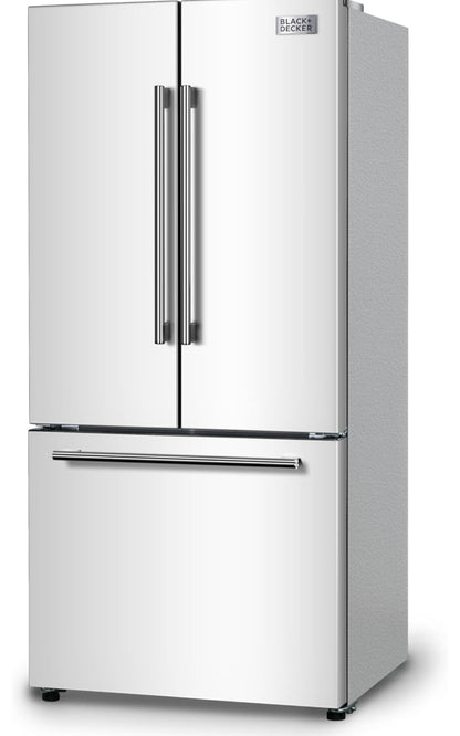 BLACK+DECKER 18 Kubieke Voet Franse Deur Yskas met Ingeboude Ysmaker, Volgrootte Yskas met Ondergemonteerde Vrieslaai, Rypvry, ENERGY STAR-gesertifiseer, BRF1800GIMW, Wit