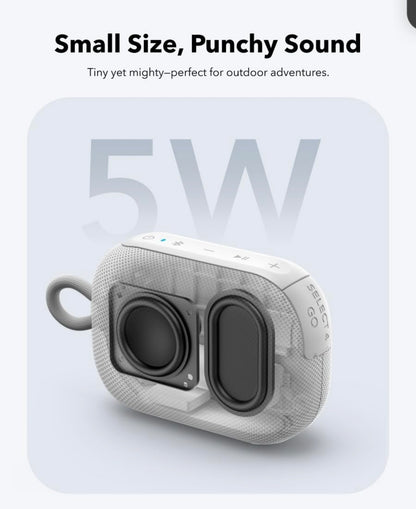 Soundcore Select 4 Go Bluetooth Shower Speaker by Anker, IP67 Waterproof/Dustproof, Portable, Wireless, 20H Playtime, Floatable, Powerful Sound, Electronics for Outdoors/Home/Office/Travel/Party-White