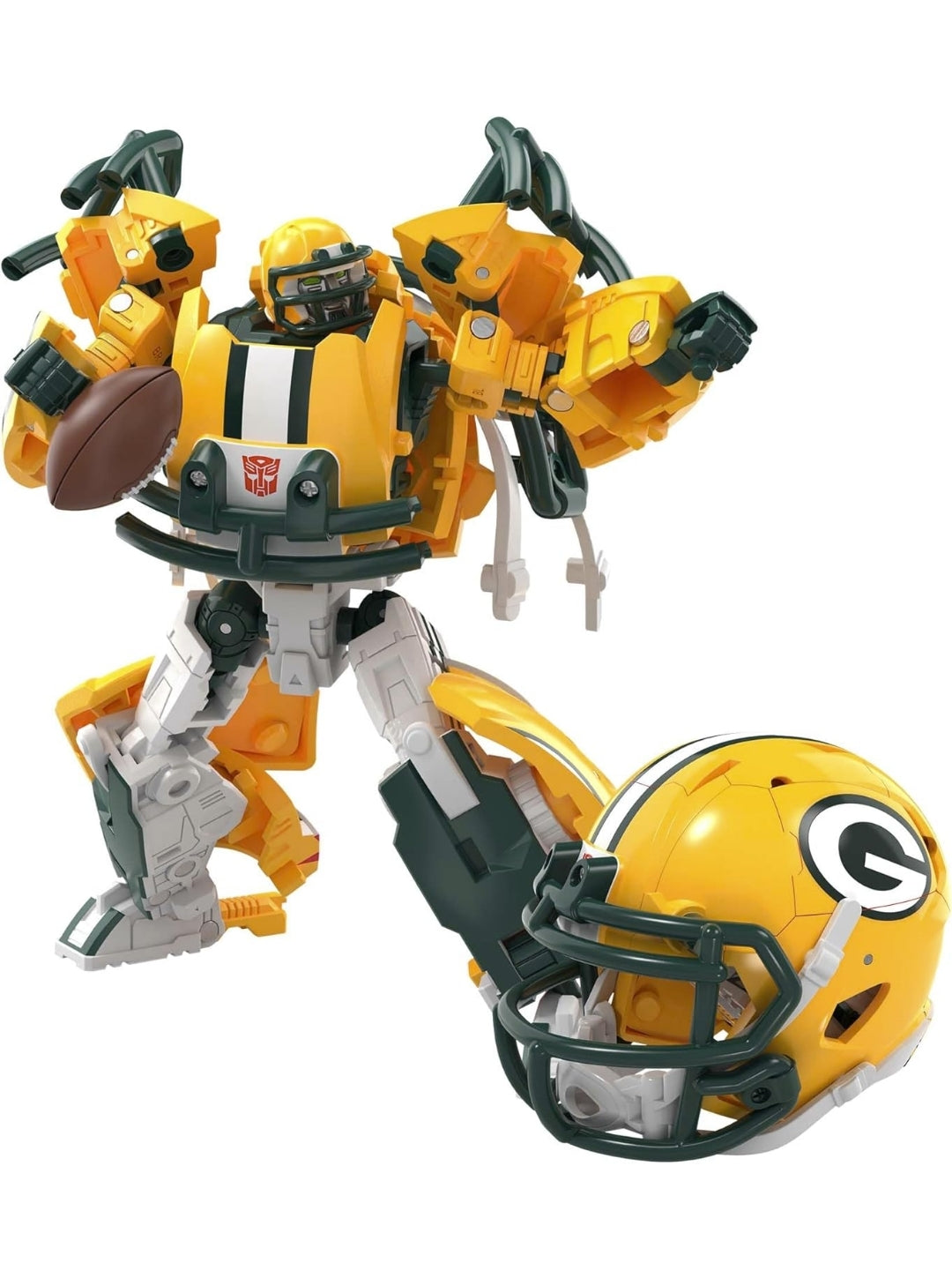 Transformers NFL Green Bay Packers Tundra Prime 5.5-Inch Action Figure Changes from Robot to Helmet, Football Toys for Ages 8+