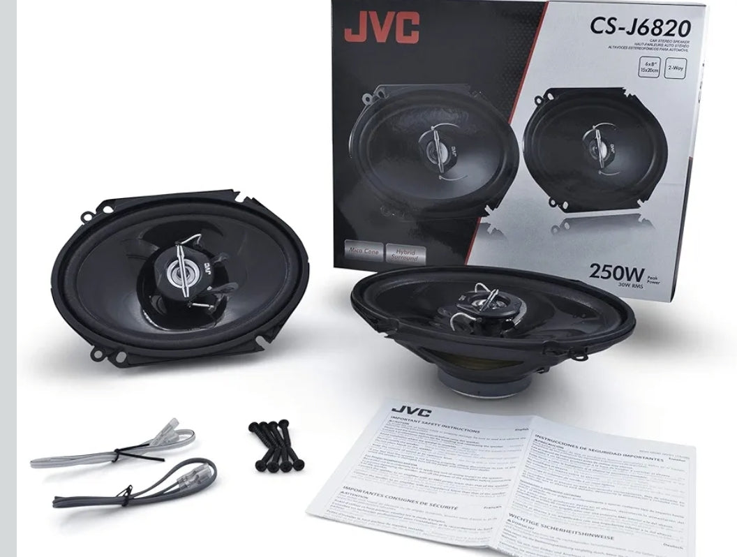 JVC CS-J6820 6" x 8" Motorklankluidspreker met 2-rigting koaksiaal (Swart)