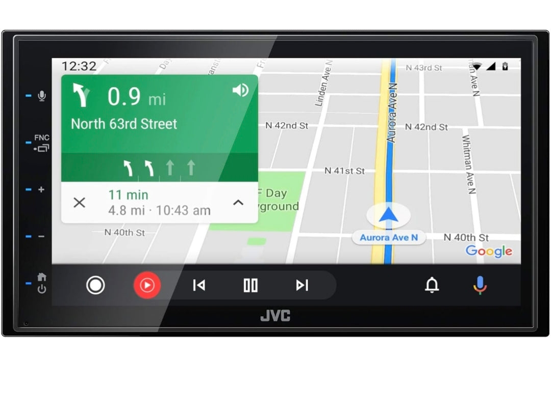 JVC KW-M560BT Apple CarPlay Android Auto Multimedia Speler met 6.8" Kapasitiewe Raakskerm, Bluetooth Oudio en Hands-free Oproepe, MP3 Speler, Dubbel DIN, 13-Band EQ, SiriusXM, AM/FM Motorradio