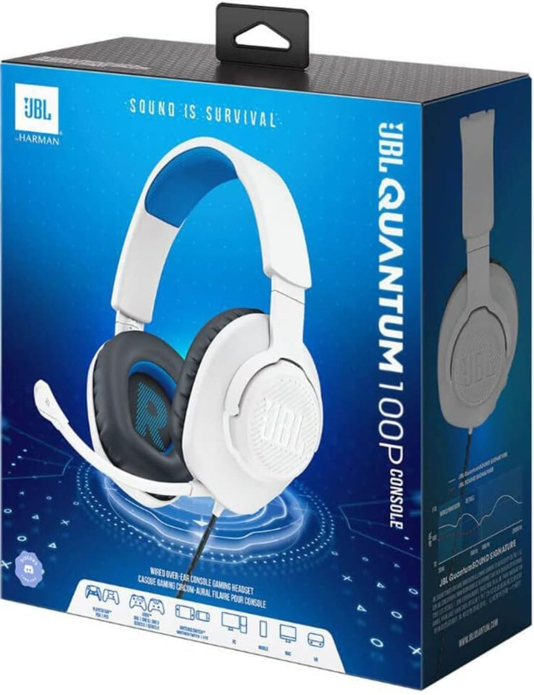 JBL Quantum 100P - Wired Over-Ear Gaming Headset with a Detachable mic- (White)