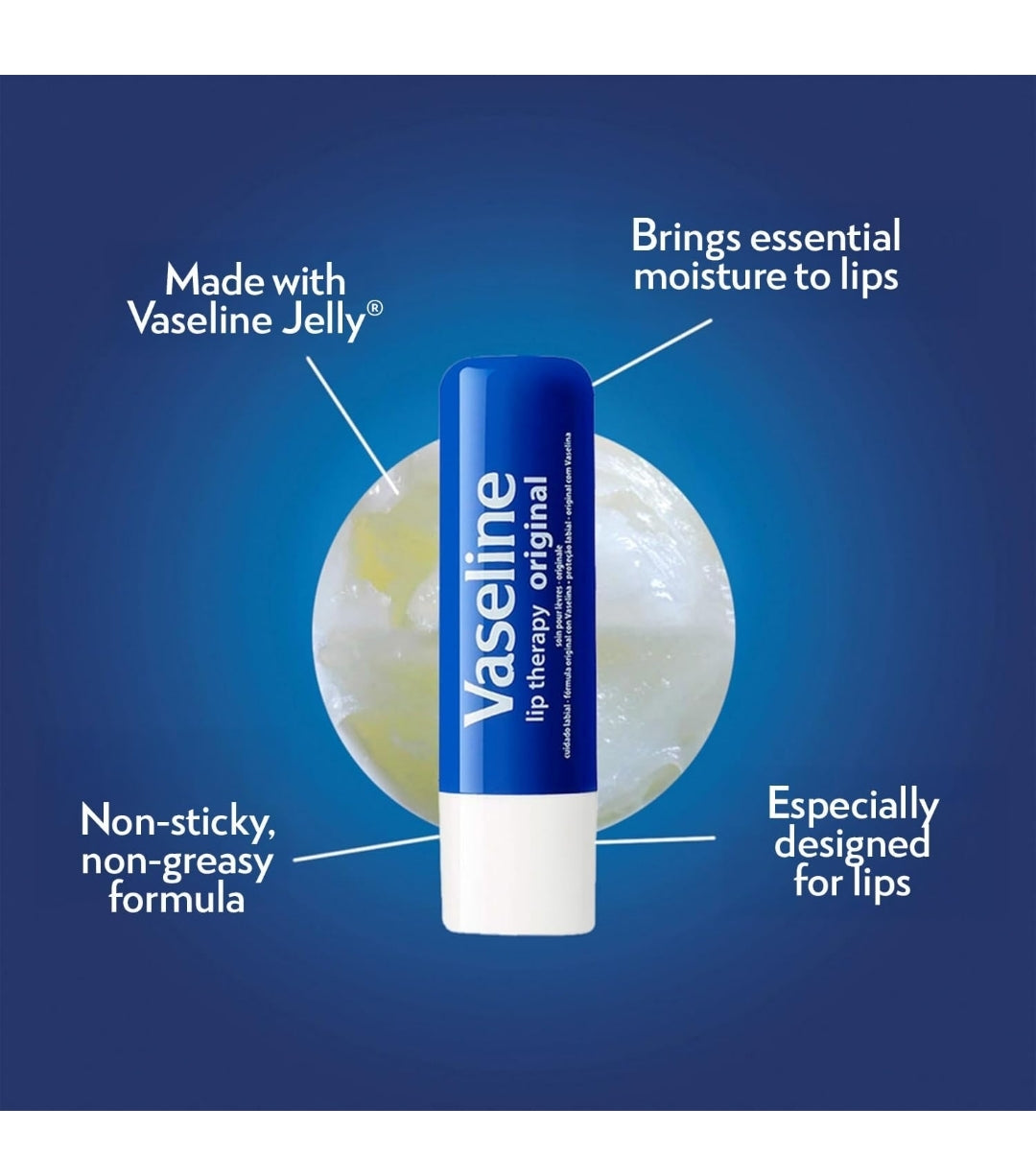 Vaseline Lip Therapy Original 8-Pack – Moisturizing Lip Balm for Very Dry Lips, 0.16 Oz Ea