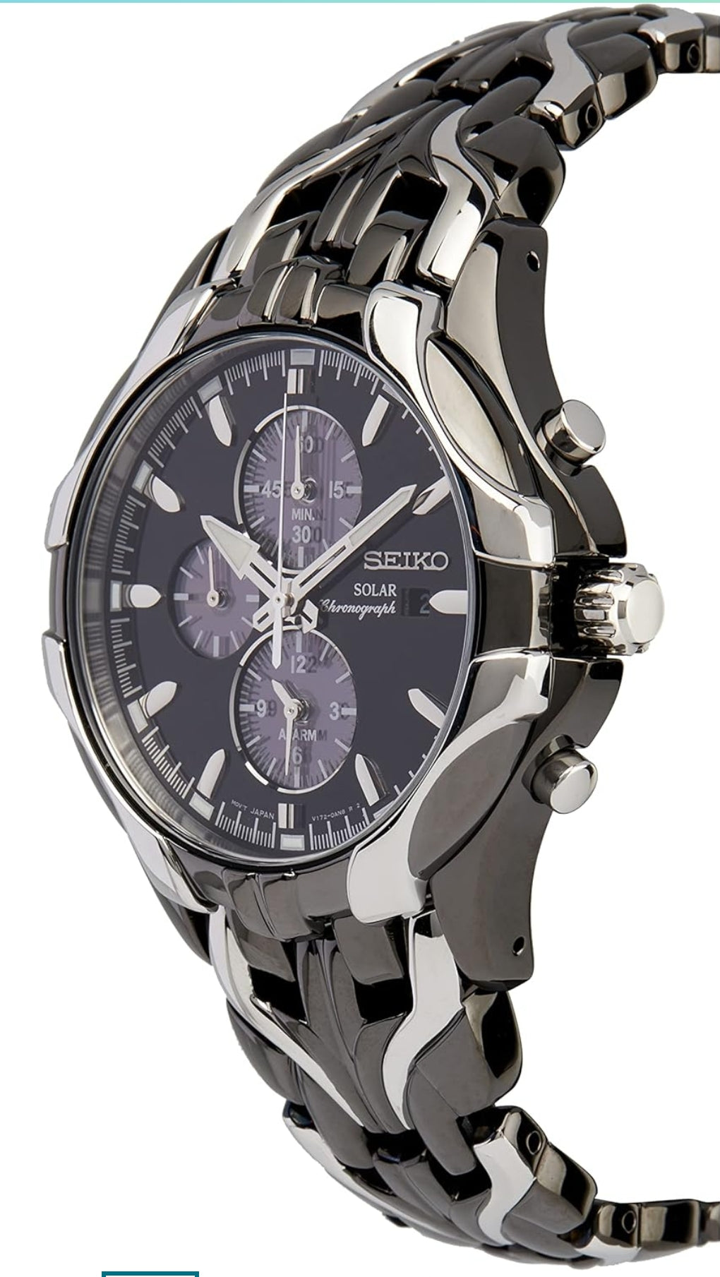 SEIKO Manshorlosie - met Sonkrag-chronograaf, 6-maande kragreserwe, datumkalender, en Waterbestand tot 100m