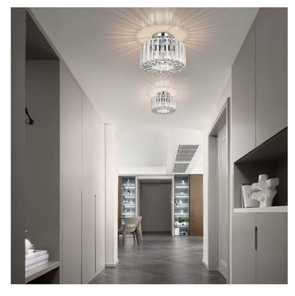 Moderne semi-ingeboude plafonlig Mini-kroonkandelaar Kristal, Ligfiksels Ingeboude