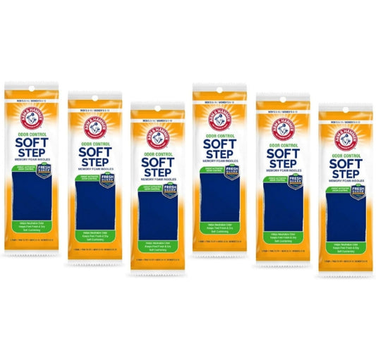 Arm & Hammer Odor Control Soft Step Binnesole, Geheueskuim Voetbinnesole, Skoenbinnesole - Pak van 6