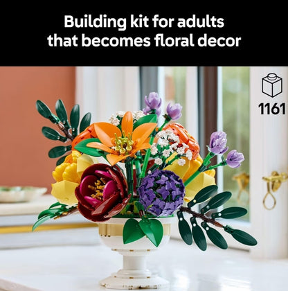 LEGO Botanicals Blommerangskikking Kunsmatige Blomme Bou-stel - Dekor vir Tafeluitstalling