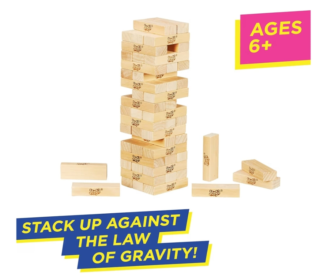 Hasbro Gaming Jenga Game  The Original Wood Block Game with Genuine Hardwood Blocks - Stacking Tower